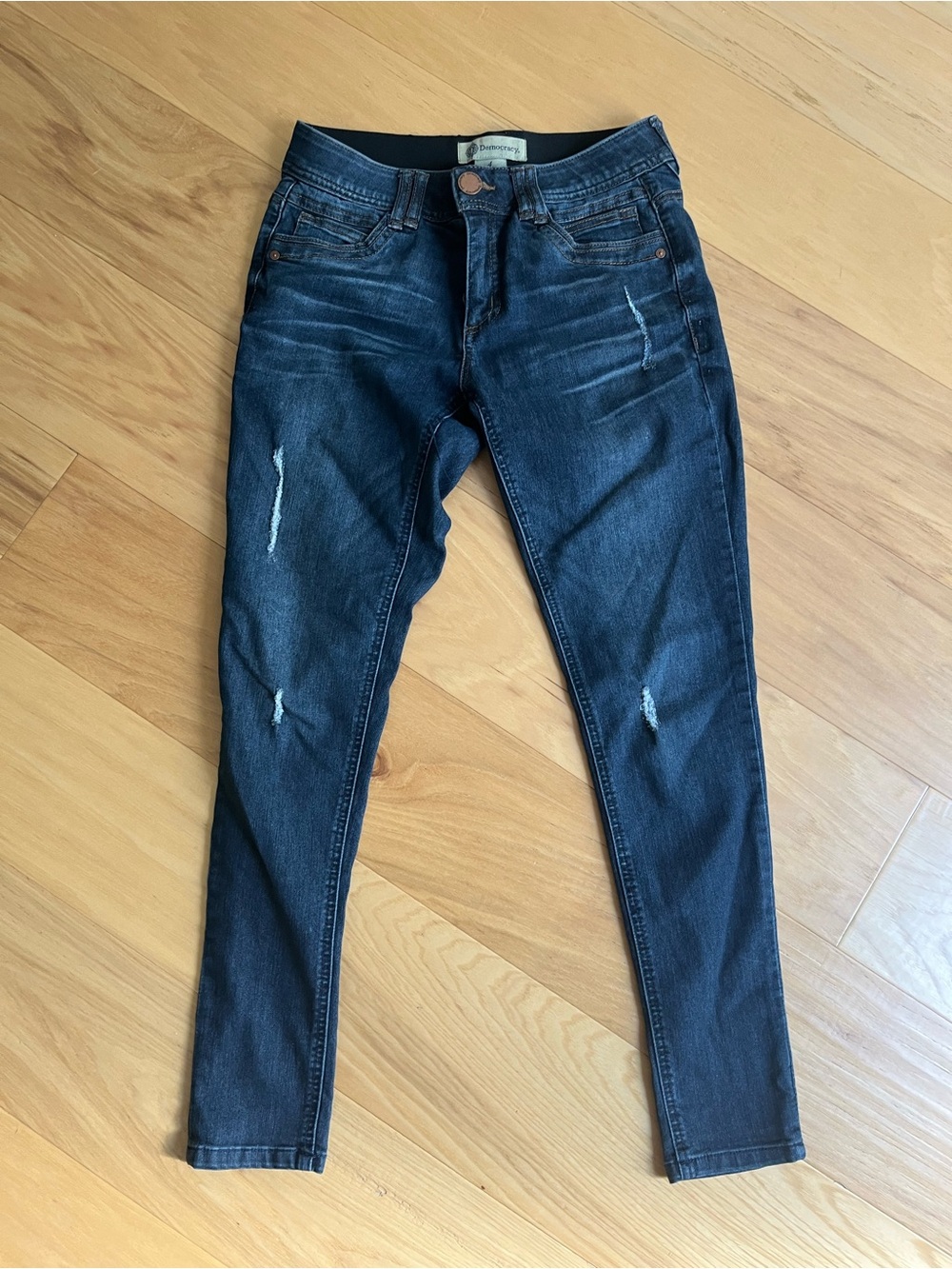 Democracy Dark Blue Distressed Skinny Jeans